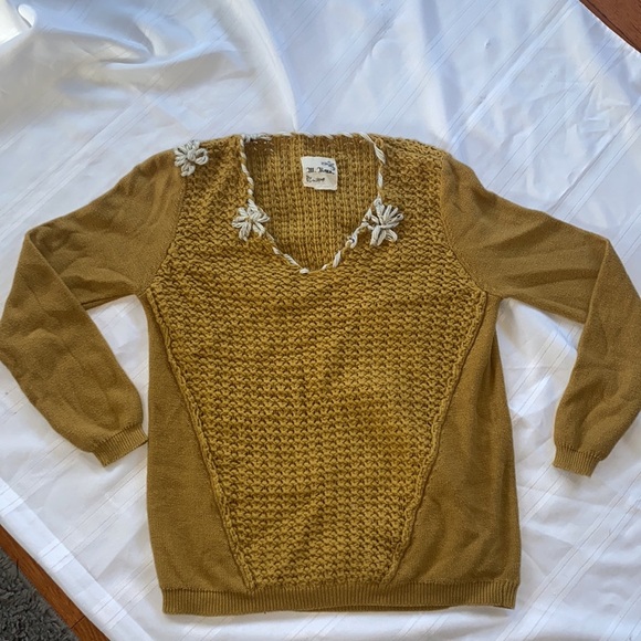 VNTG WOOL/COTTON BLEND EMBROIDERED OPEN KNIT V NECK CHUNKY SWEATER COTTAGECORE - Picture 2 of 6